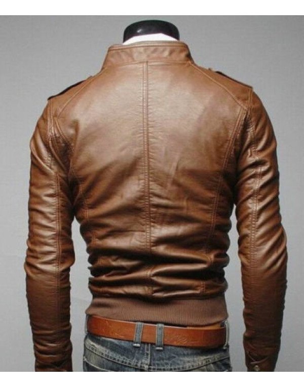 Men's fashion Jackets collar Slim motorcycle Genuine Leather Jacket Coat Outwear JK3